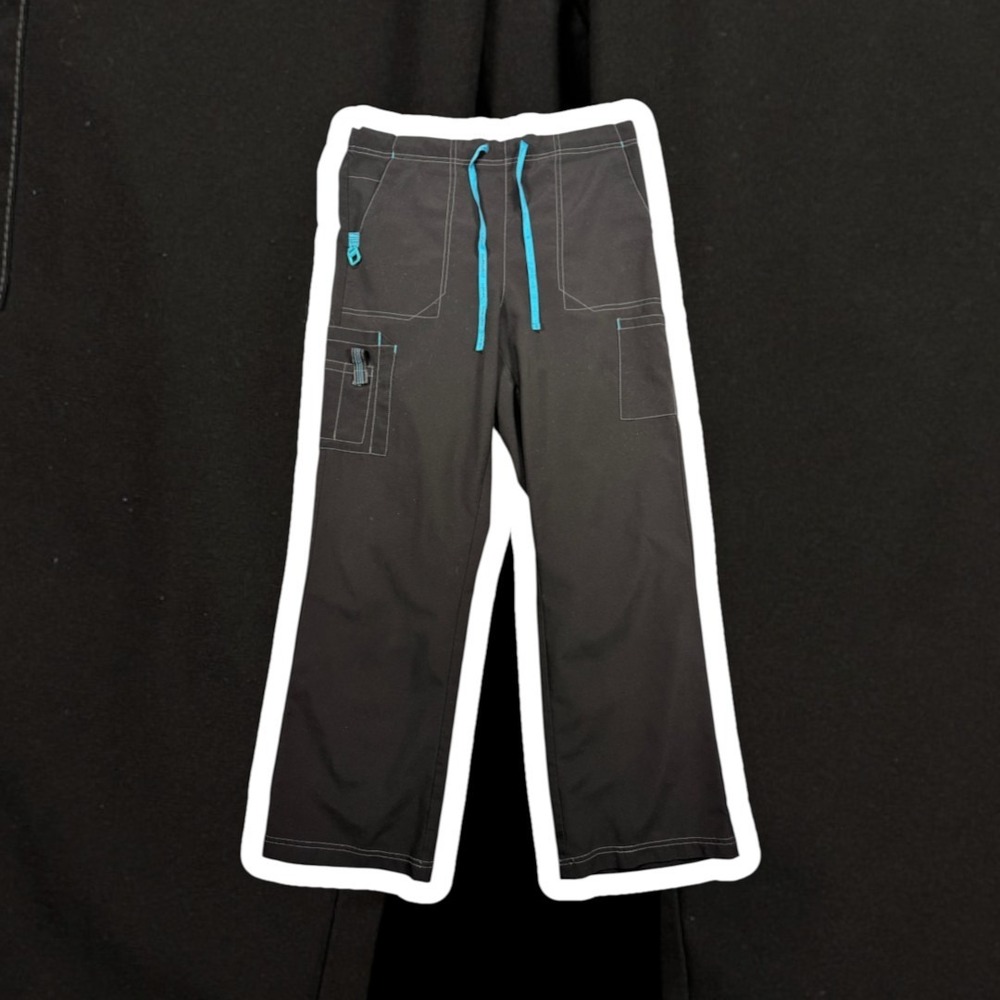 Carhartt Force Womens Scrub Pants Black Teal Cargo Pocket Drawstring Workwear M